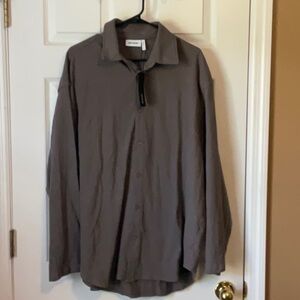 Weekday Noel Oversized Men’s Brown Long Sleeves Button Down Jersey Shirt Size M